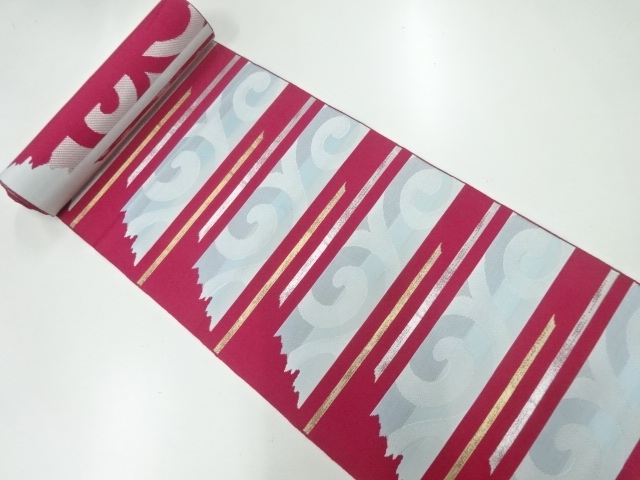 JAPANESE KIMONO / ANTIQUE BOLT FOR HASSUN OBI / WOVEN ARABESQUE